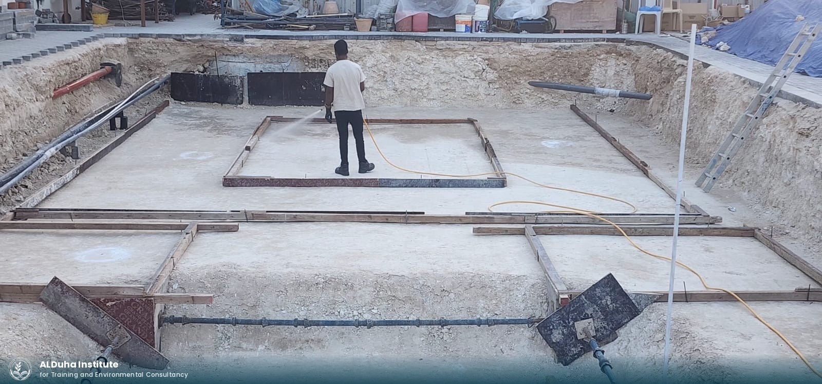 Excavation and foundation setting-out for the shielded source store