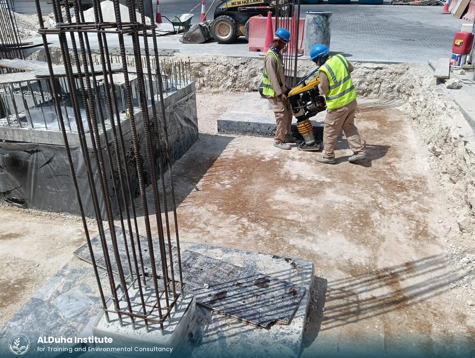 Column reinforcement cage set on a cast footing